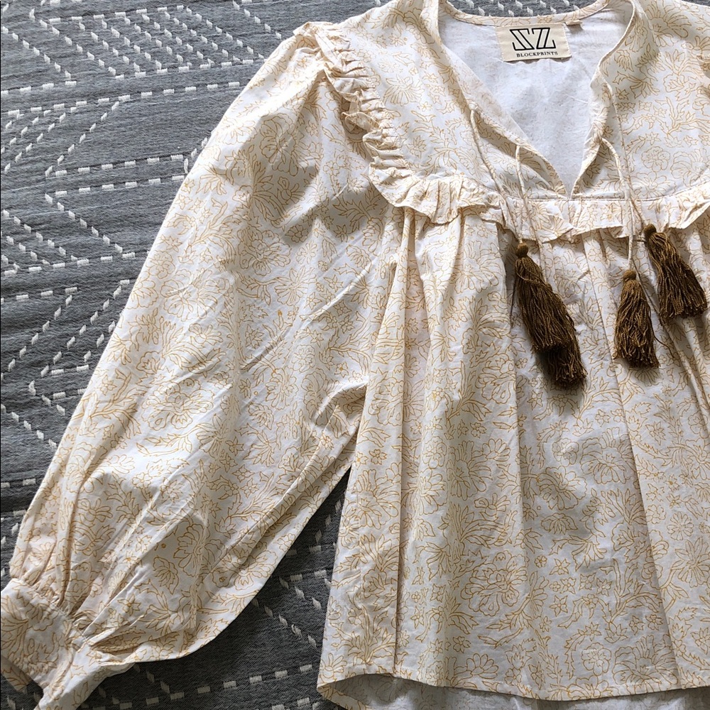 SZ Blockprints Clover Top in Honey, Size Small, New Without Tags, Cotton - Picture 2 of 9
